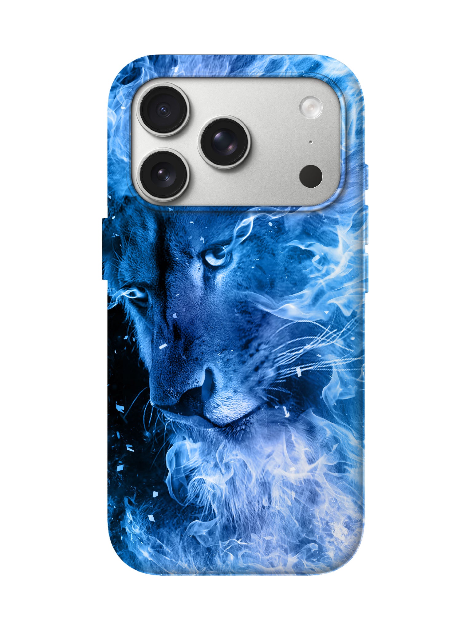 Blue Flame Lion Edgy Cyberpunk Tough Phone Case