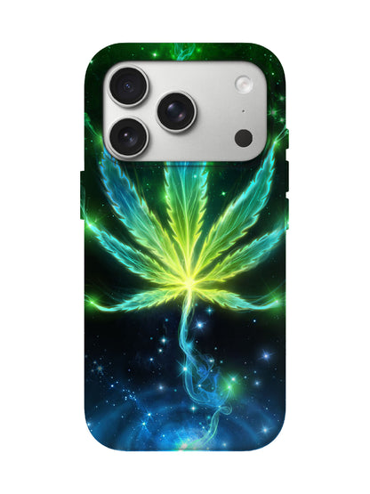 Neon Cannabis Leaf Cyberpunk Protective Phone Case