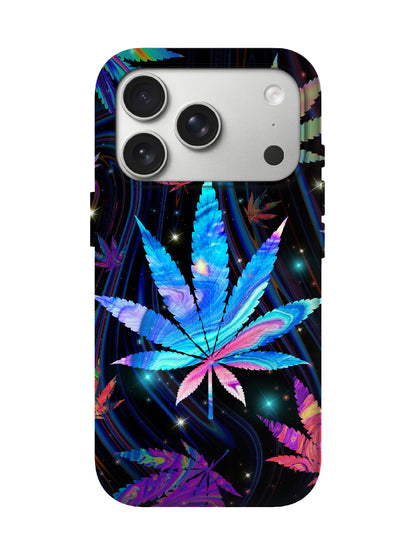 Neon Cannabis Leaf Cyberpunk Slim Phone Case