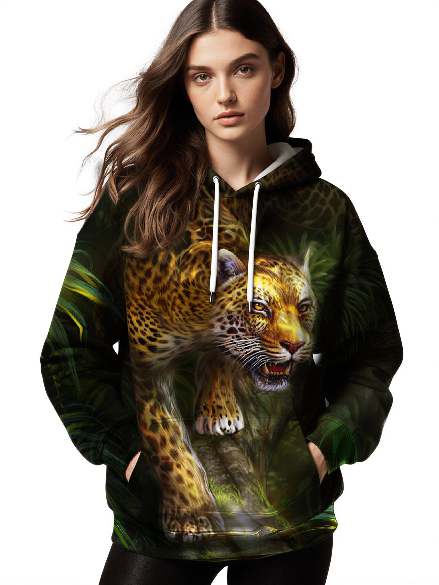 Leopard 3D All Over Print Hoodie for Men Women Jungle Animal Graphic Pullover Sweatshirt