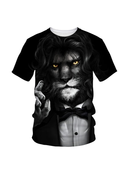 Lion in Tuxedo 3D All Over Print T-Shirt for Men Women Stylish Bold Graphic Wear