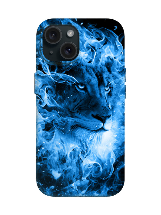 Blue Flame Lion Edgy Cyberpunk Tough Phone Case