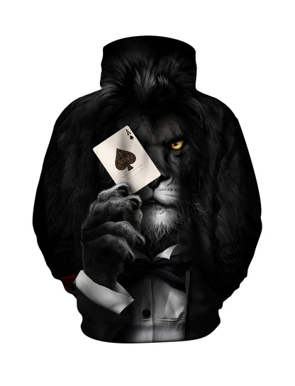 Lion in Tuxedo 3D All Over Print Hoodie for Men Women Ace of Spades Cool Streetwear