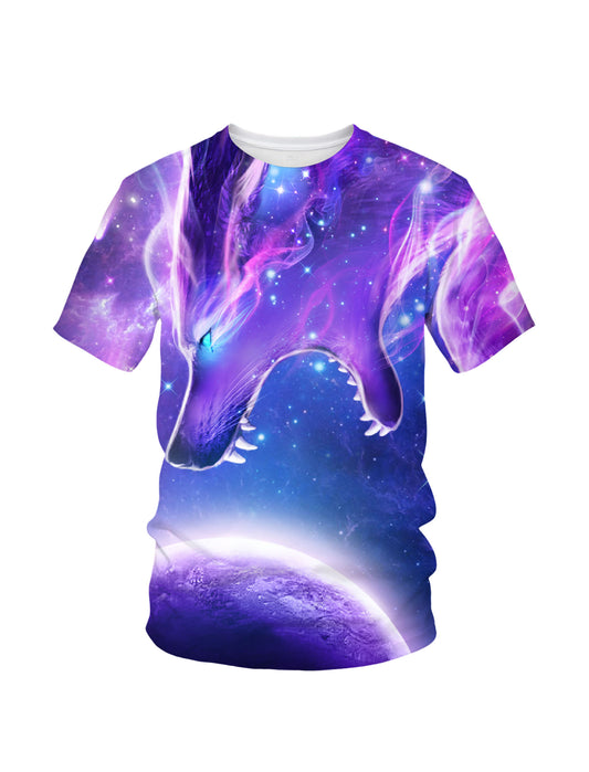 3D All Over Print Galaxy Dragon T-Shirt for Men Women, Cosmic Space Fantasy Style