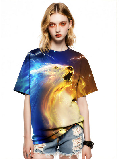 Wolf Fire Lightning Galaxy 3D All Over Print T-Shirt Men Women Art Style