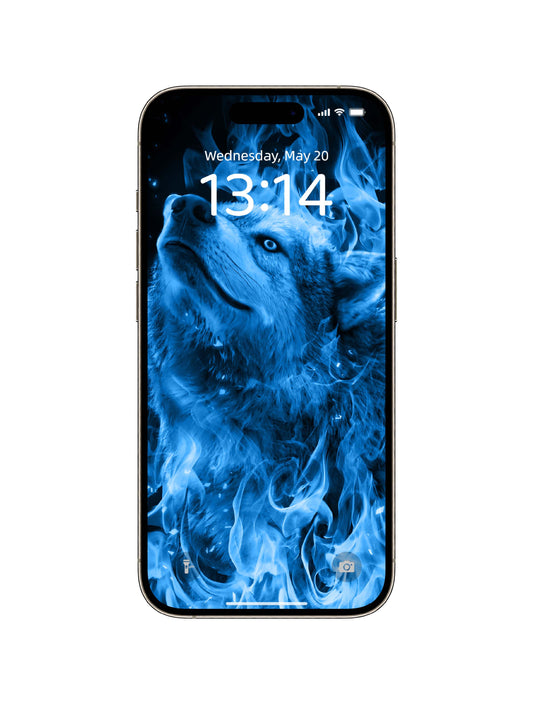 Blue Flame Wolf Howl Phone Wallpaper