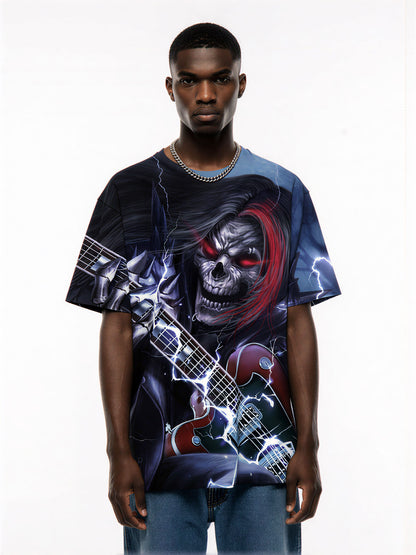 Men Women 3D All Over Print Skull Guitar Rock T-Shirt