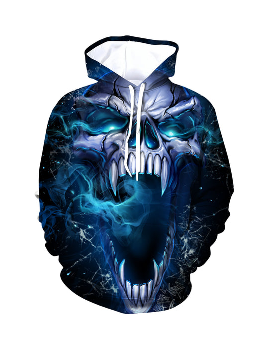 Hoodie 3D All Over Print Glowing Skull Streetwear Unisex Cotton Blend Soft Comfortable