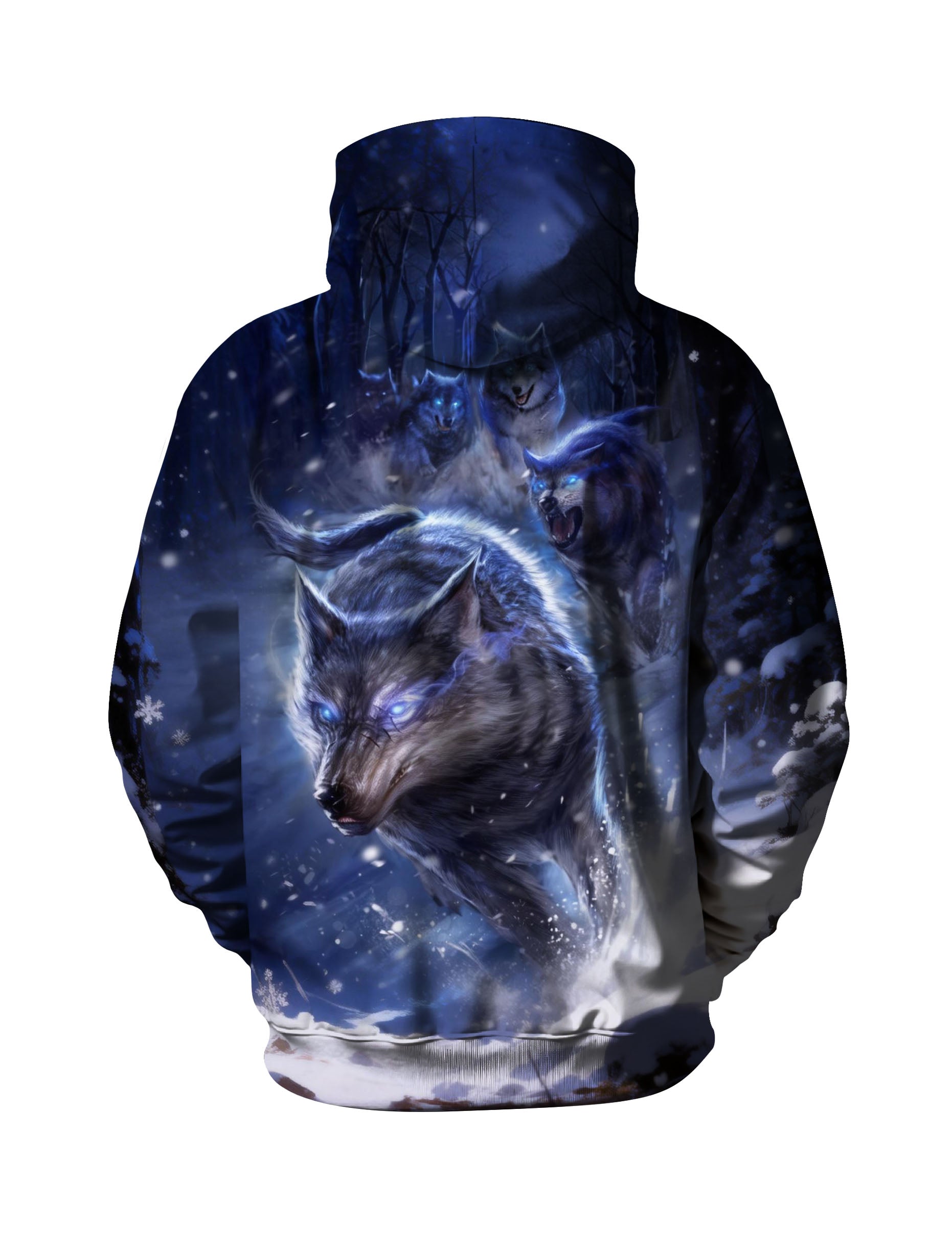 Unisex 3D All Over Print Hoodie Glowing Wolves Snowy Forest Aesthetic Streetwear Cotton Blend