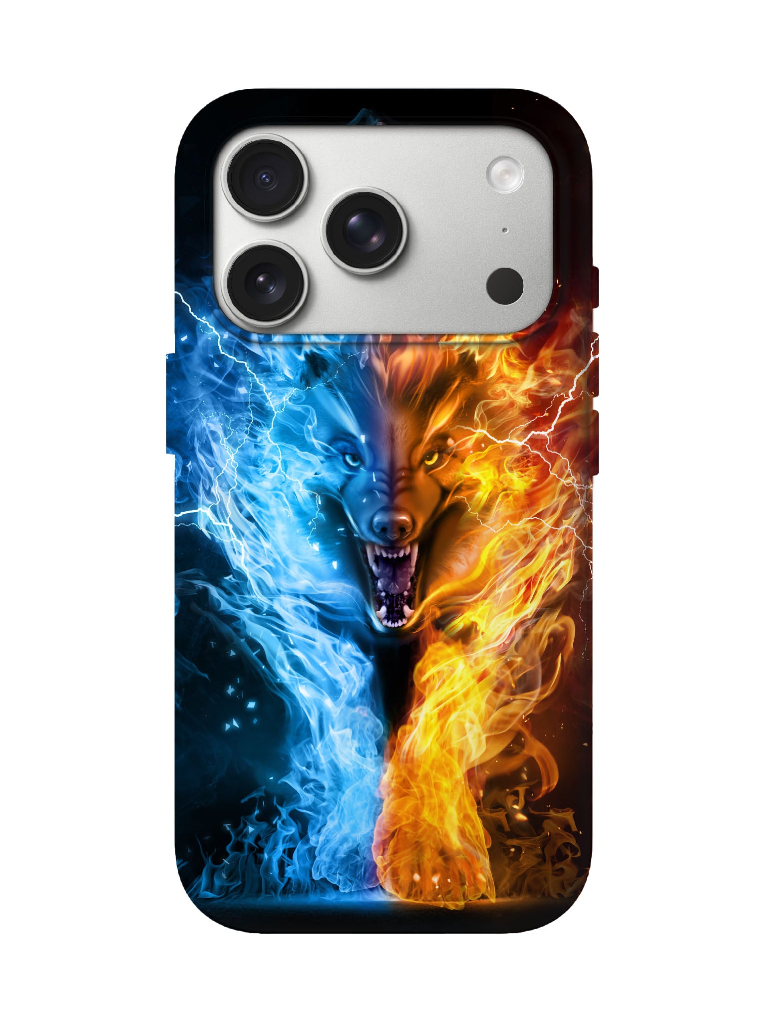 Flame and Lightning Wolf Edgy Cyberpunk Tough Phone Case