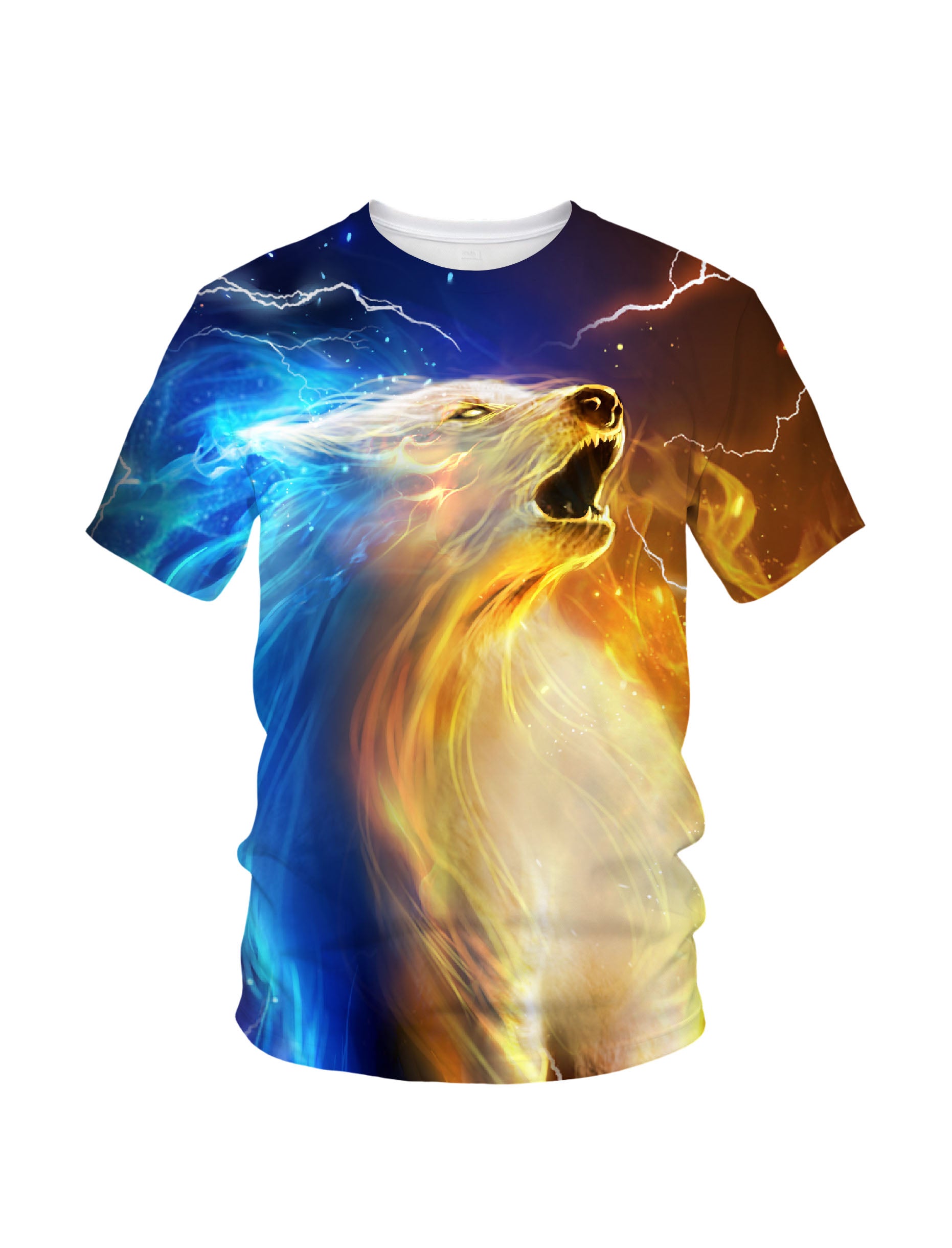 Wolf Fire Lightning Galaxy 3D All Over Print T-Shirt Men Women Art Style