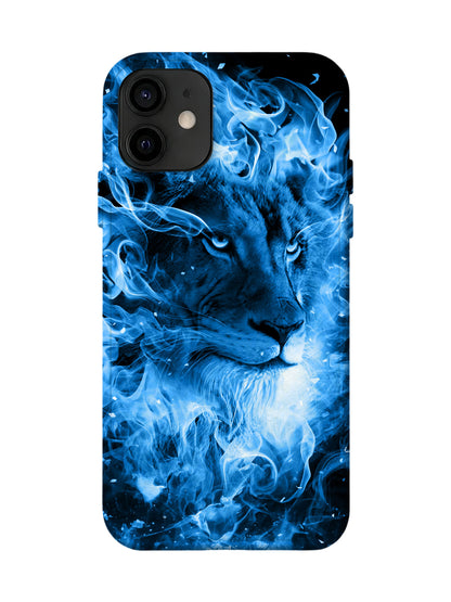 Blue Flame Lion Edgy Cyberpunk Tough Phone Case