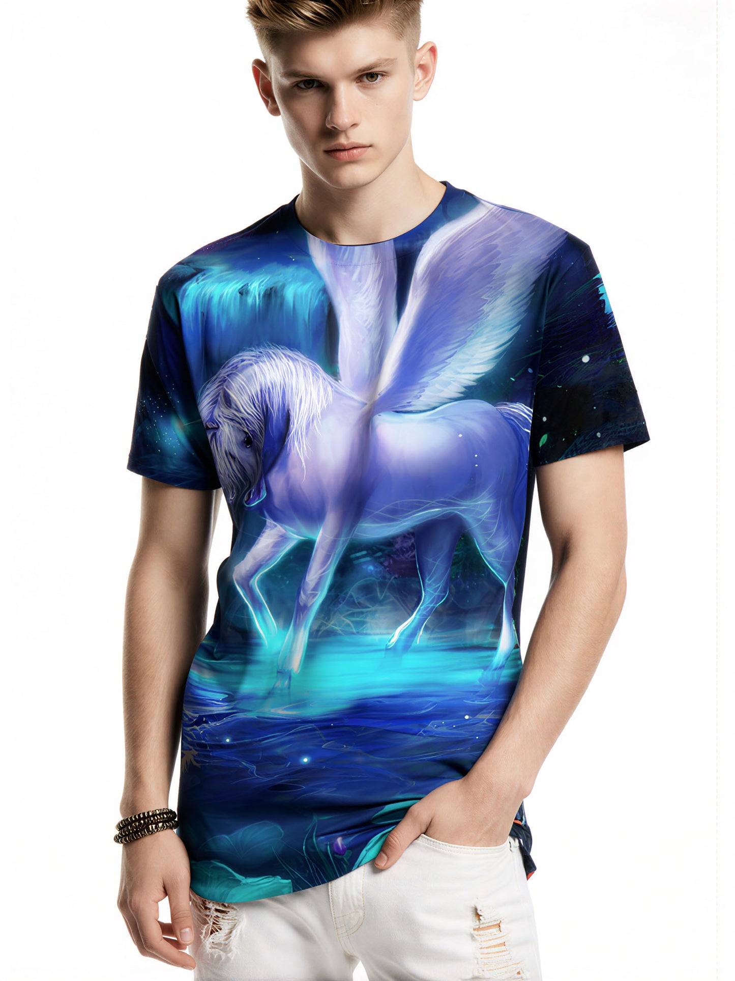 3D All Over Print Unicorn T-Shirt for Men Women Fantasy Glow-in-Dark Design