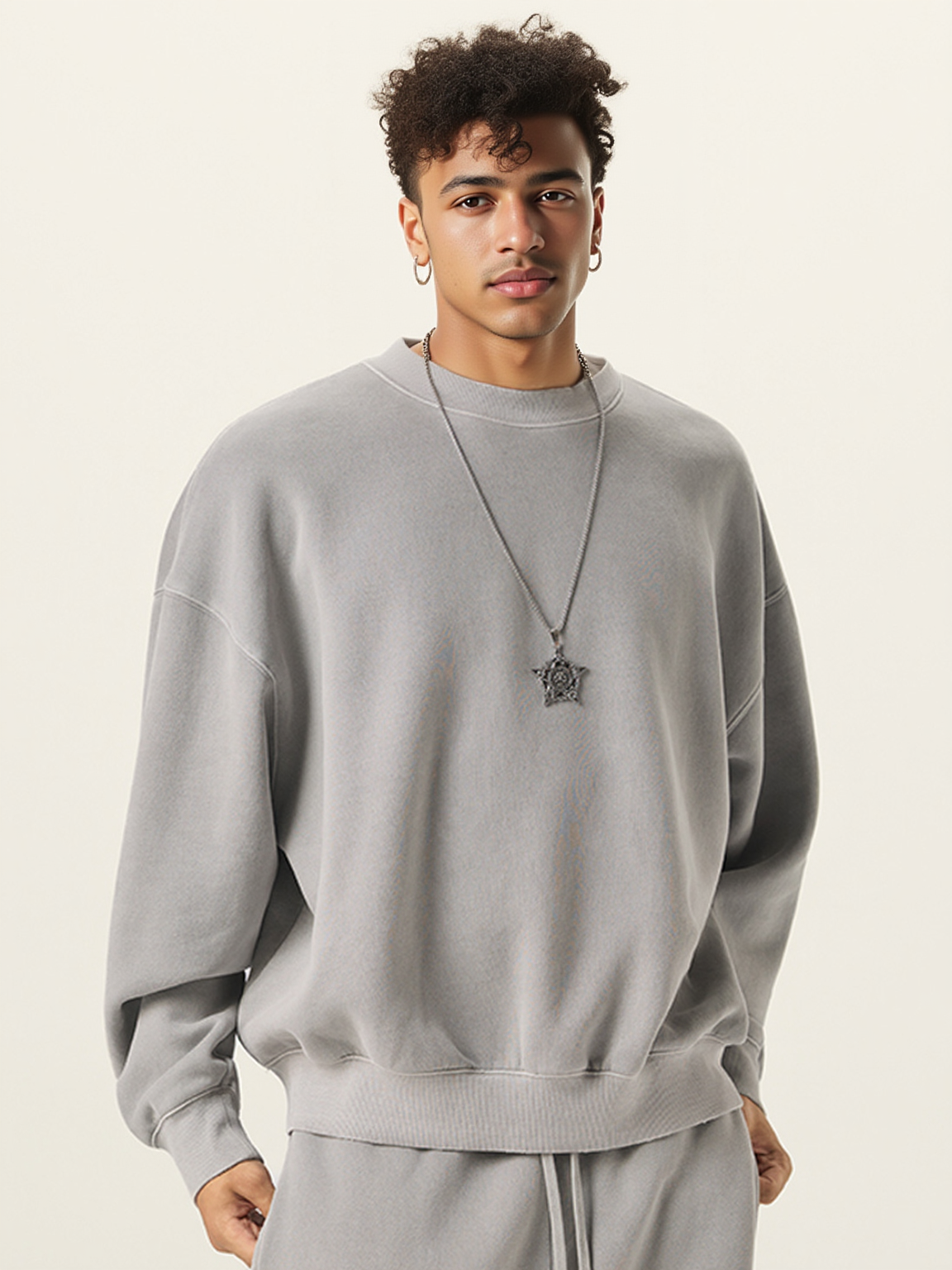 Stone-Washed Heavyweight Fleece Oversized Sweatshirt