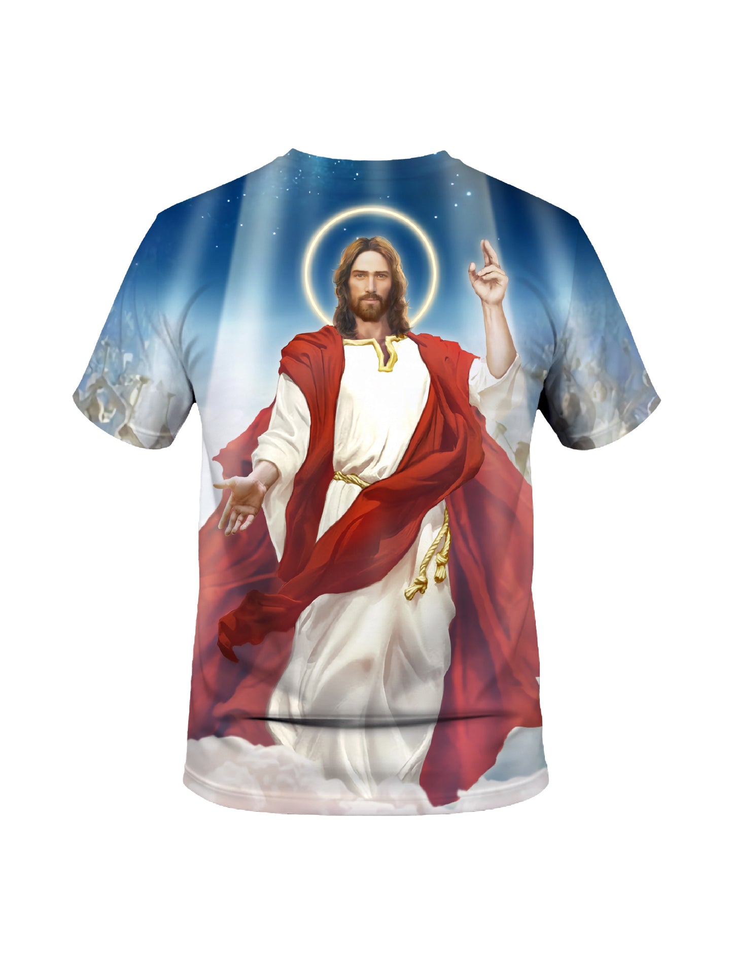 Jesus Christ 3D All Over Print T-Shirt for Men Women, Religious Halo Design Unisex Streetwear