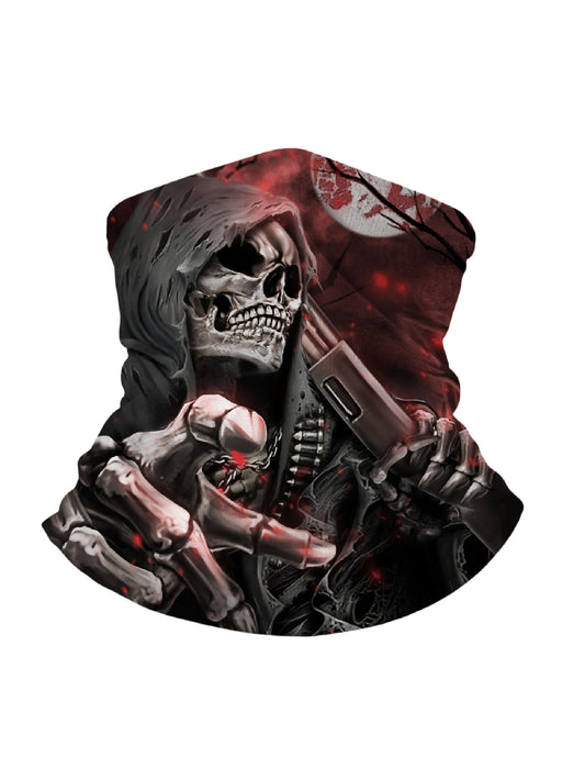 Tube Face Mask with 3D all over print graffiti skull design, streetwear aesthetic unisex balaclava, breathable fabric windproof for men women outdoor use