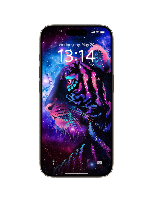 Neon Stripe Tiger Profile Phone Wallpaper