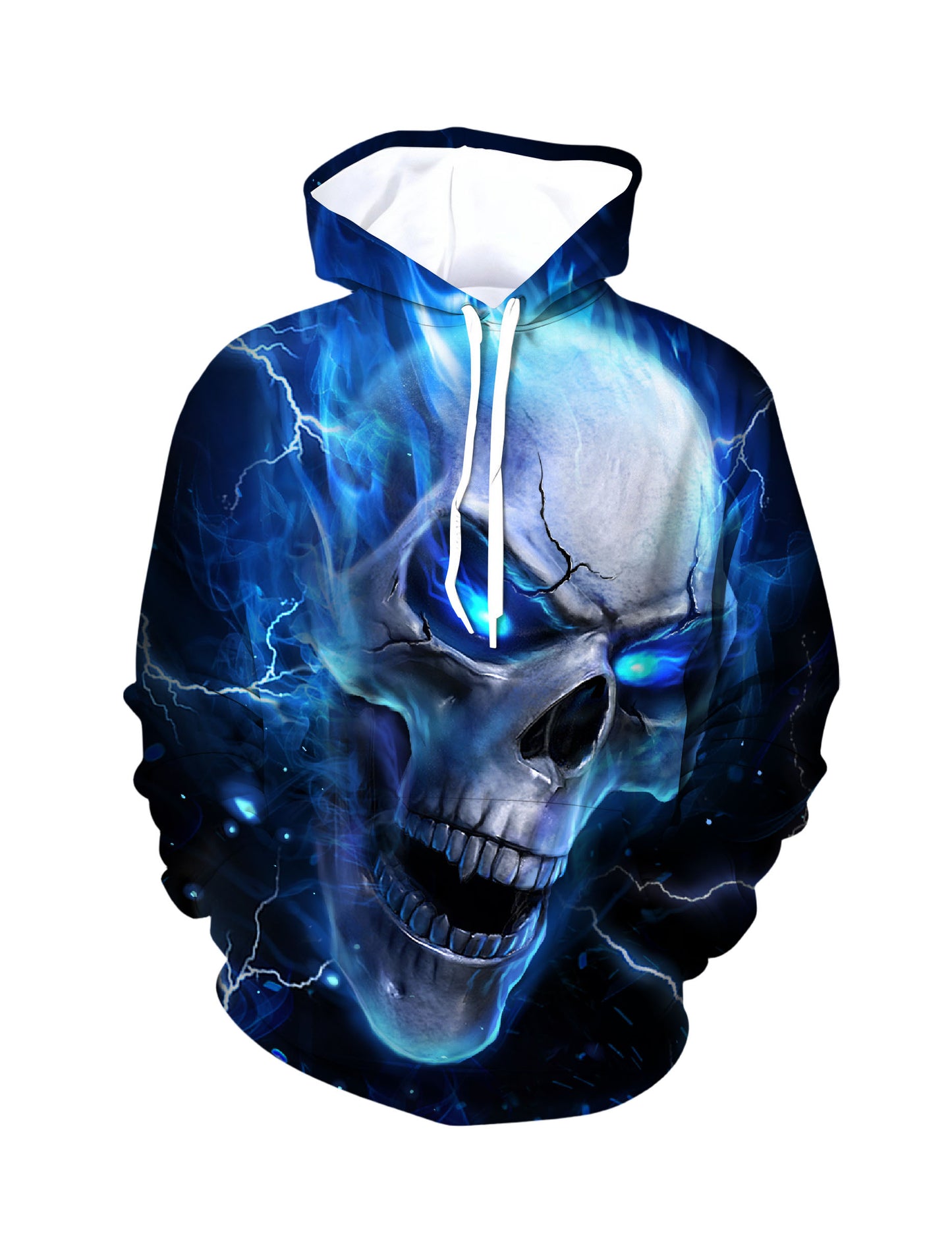 Hoodie 3D All Over Print Electric Skull Glow Streetwear Unisex Cotton Blend