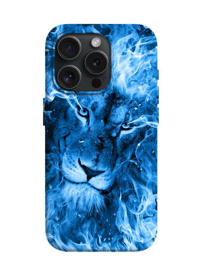 Blue Flame Lion Edgy Tough Phone Case