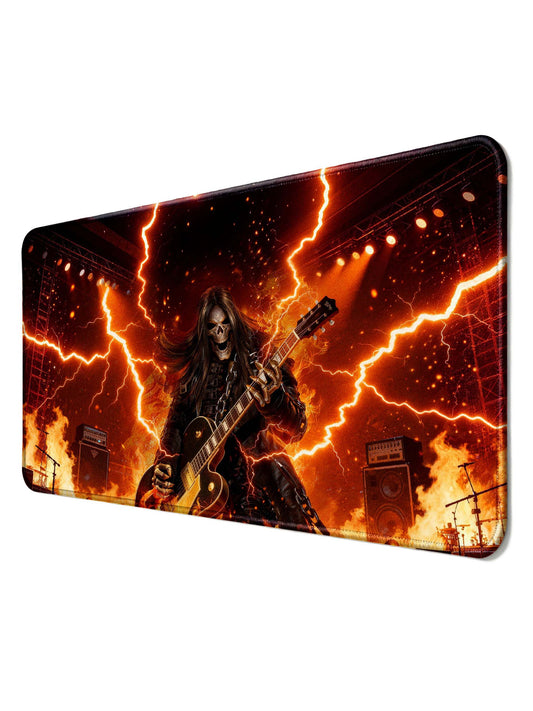 Classic Rock Skull Guitarist Music Themed Large Desk Mat