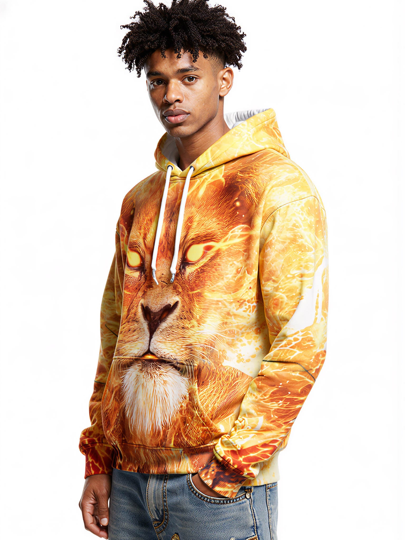 3D All Over Print Lion Fire Hoodie Sweatshirt For Men&Women
