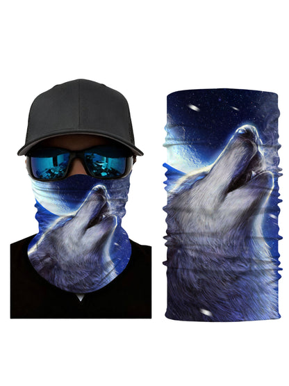 Neck Gaiter with 3D All Over Print Galaxy Wolf Design, Aesthetic Space Theme, Unisex Soft Stretchy Breathable Fabric for Outdoor Use