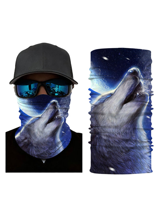 Neck Gaiter with 3D All Over Print Galaxy Wolf Design, Aesthetic Space Theme, Unisex Soft Stretchy Breathable Fabric for Outdoor Use