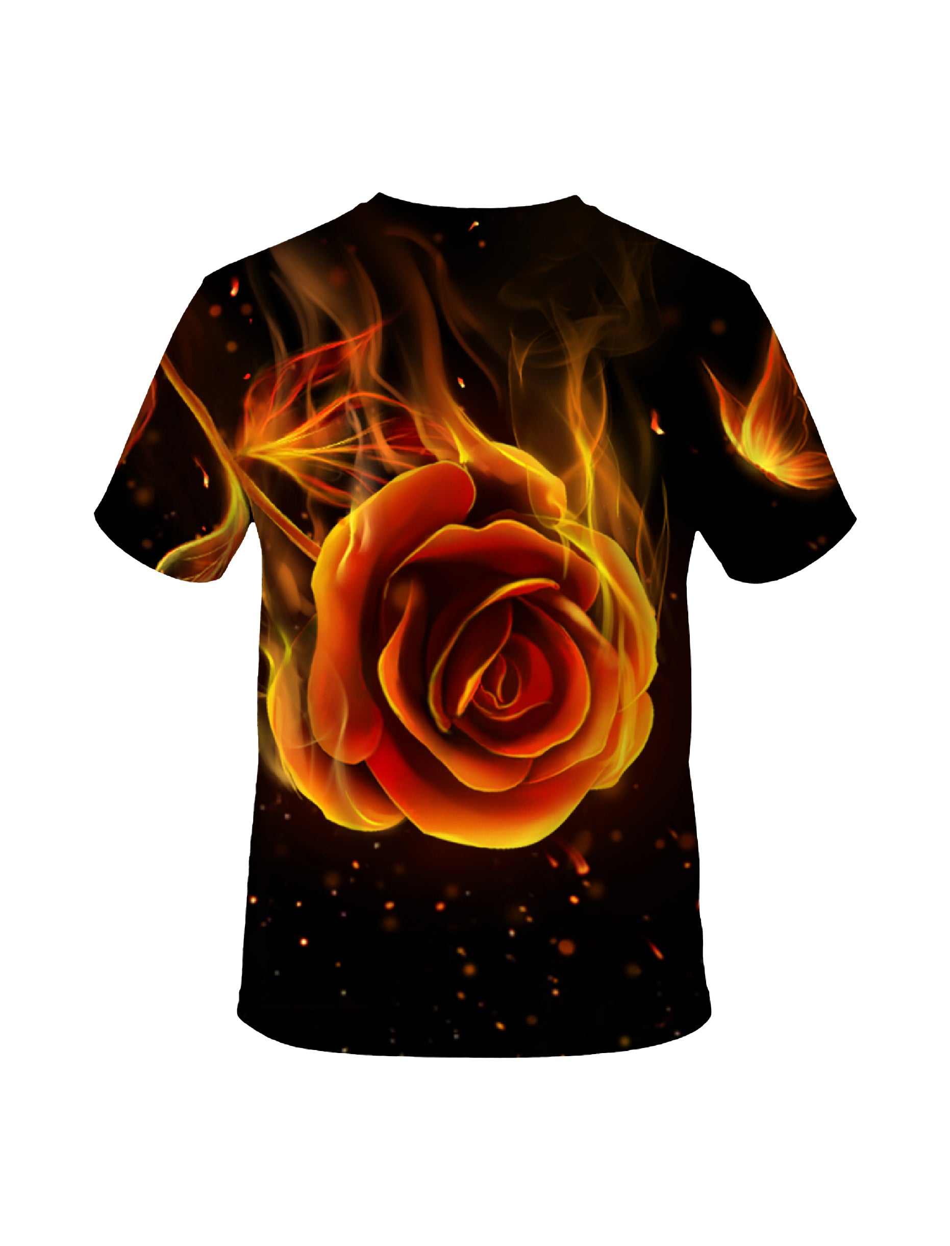 3D Bold Flaming Rose All Over Print T-Shirt for Men Women Graphic Streetwear Top