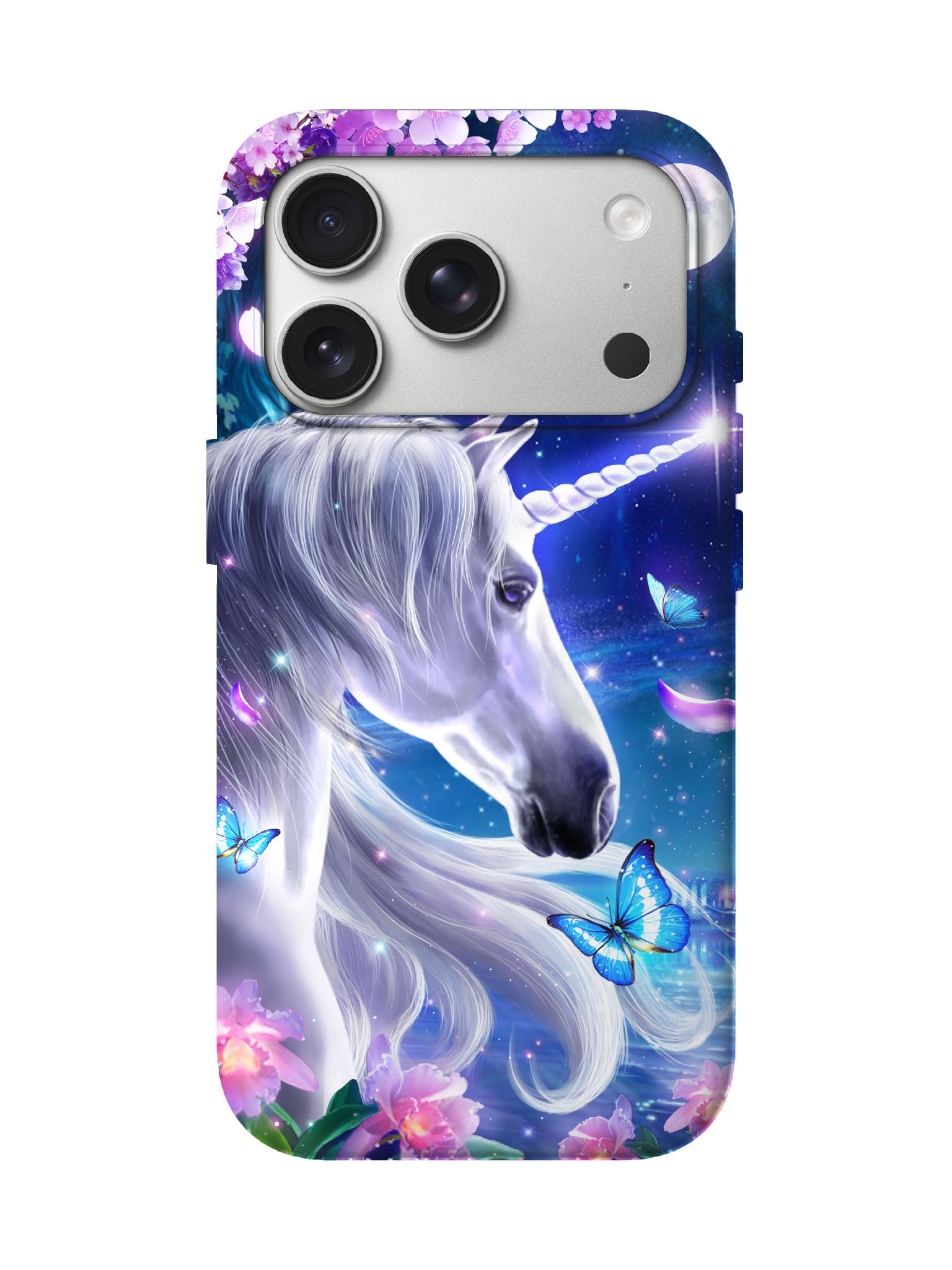 Unicorn with Butterflies and Moonlight Edgy Statement Phone Case
