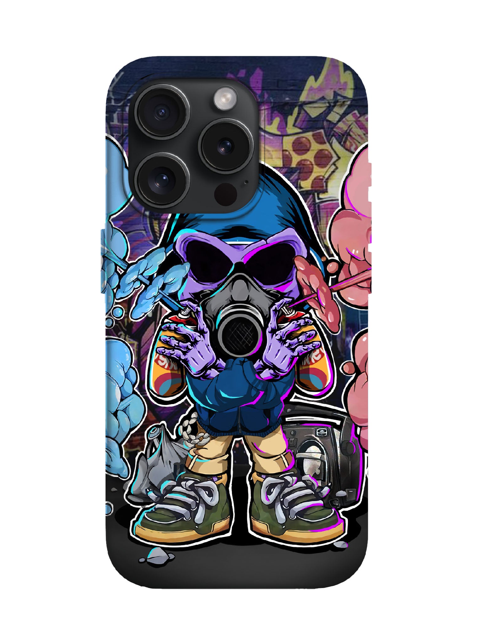 Skull Graffiti Edgy Cyberpunk Tough Phone Case