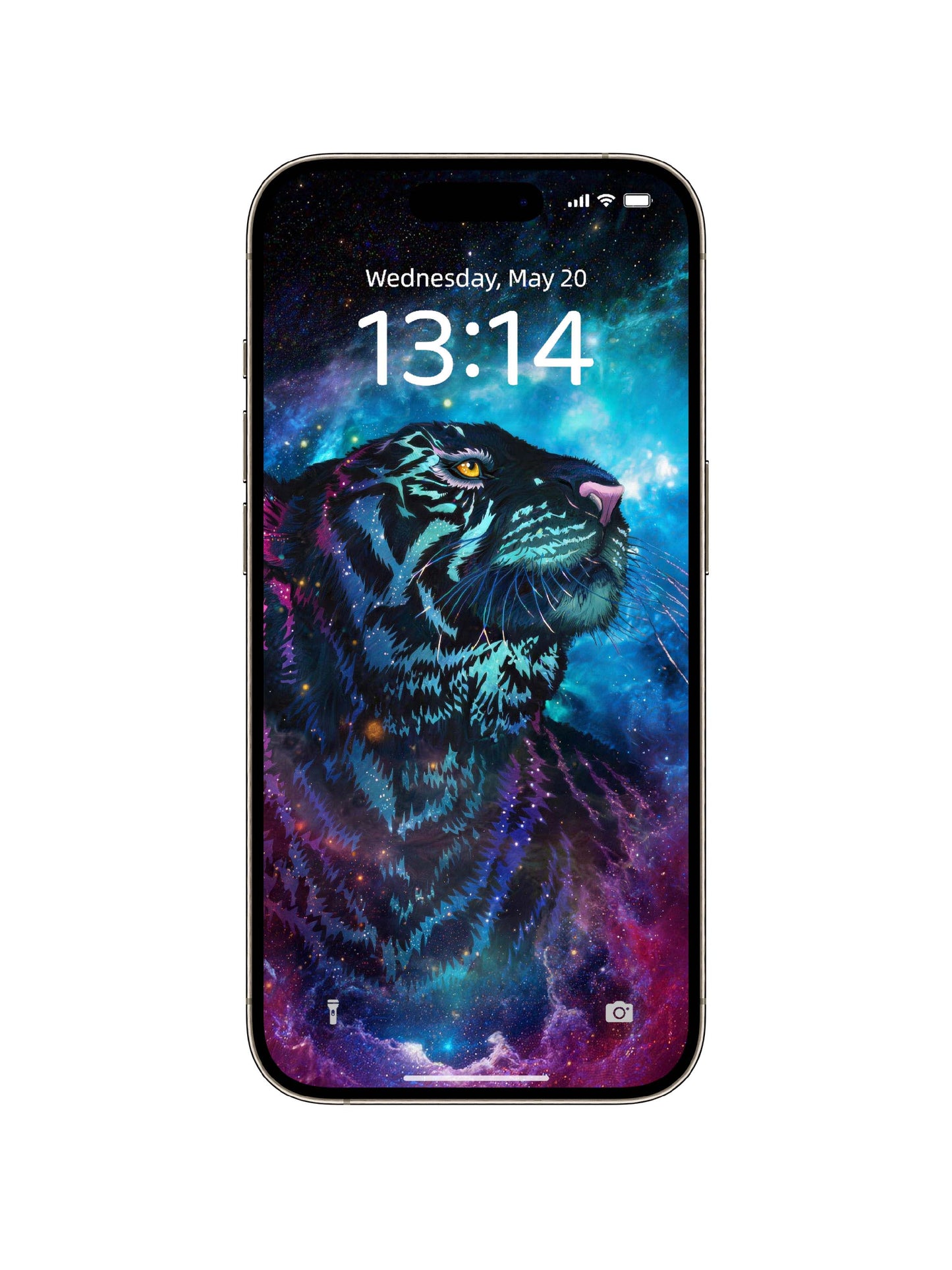 Blue Purple Galaxy Tiger Side Face Digital Wallpaper